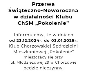 Klub - przerwa świąteczno-noworoczna